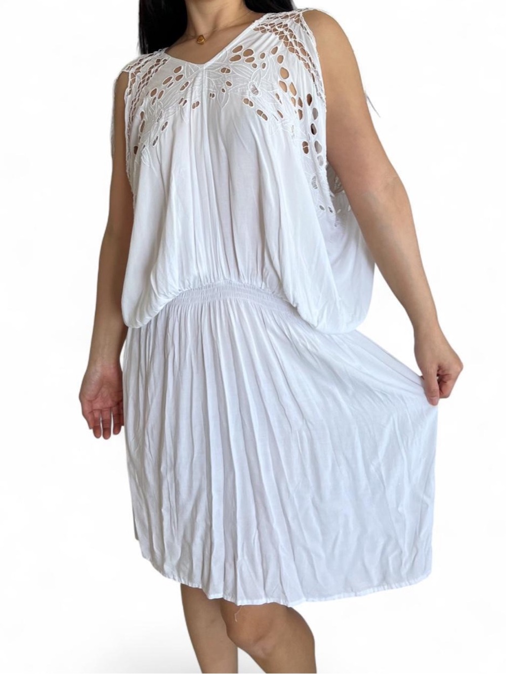 Ava Sky for Fighting Eel White Embroidered Floral Eyelet Dress NWT (One Size)